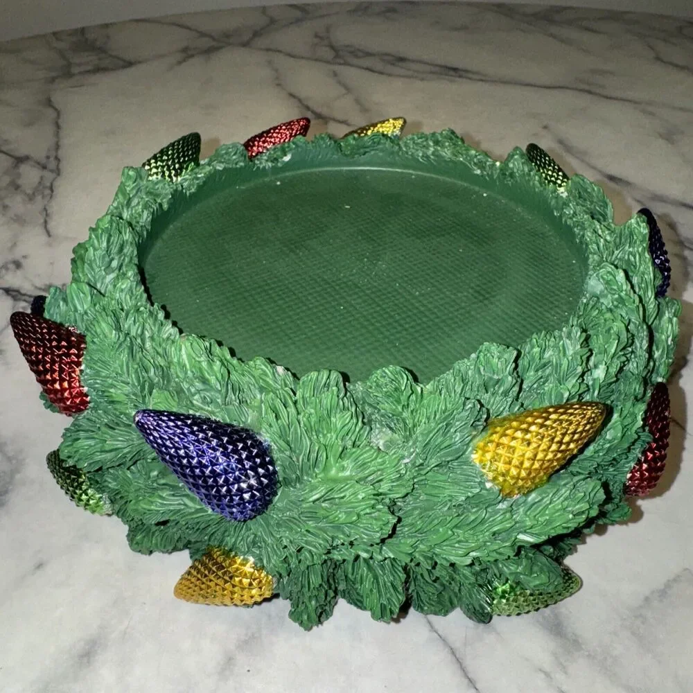 Homeworx Harry Slatkin Christmas Festive Lights Candle Pedestal‎ Holder Wreath